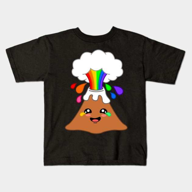 Volcano Rainbow Kids T-Shirt by CoreyUnlimited